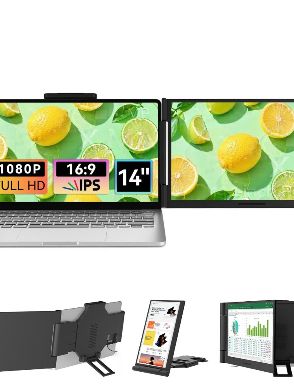 14.1" 1080P IPS Portable Laptop Screen Extender - Dual Screen Monitor